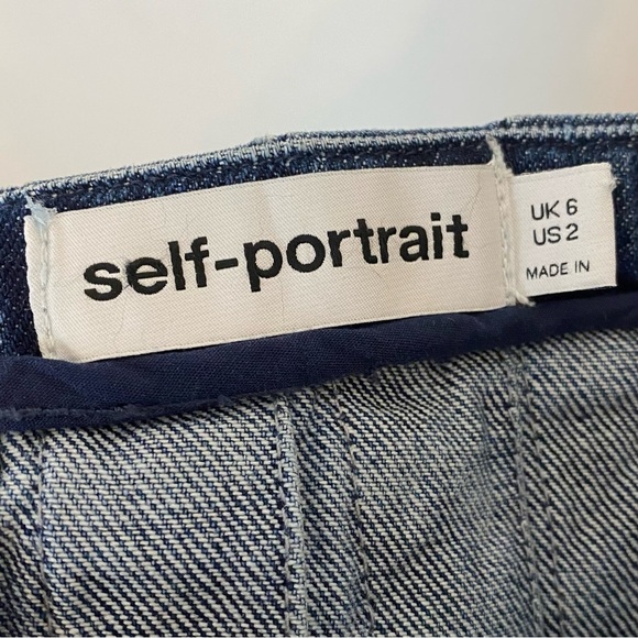 New! Self-Portrait Tailored Pleated Denim Miniskirt - Picture 8 of 10